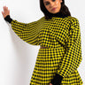 Front View Fall Vibes Only Plaid Knit Top in Yellow Multi