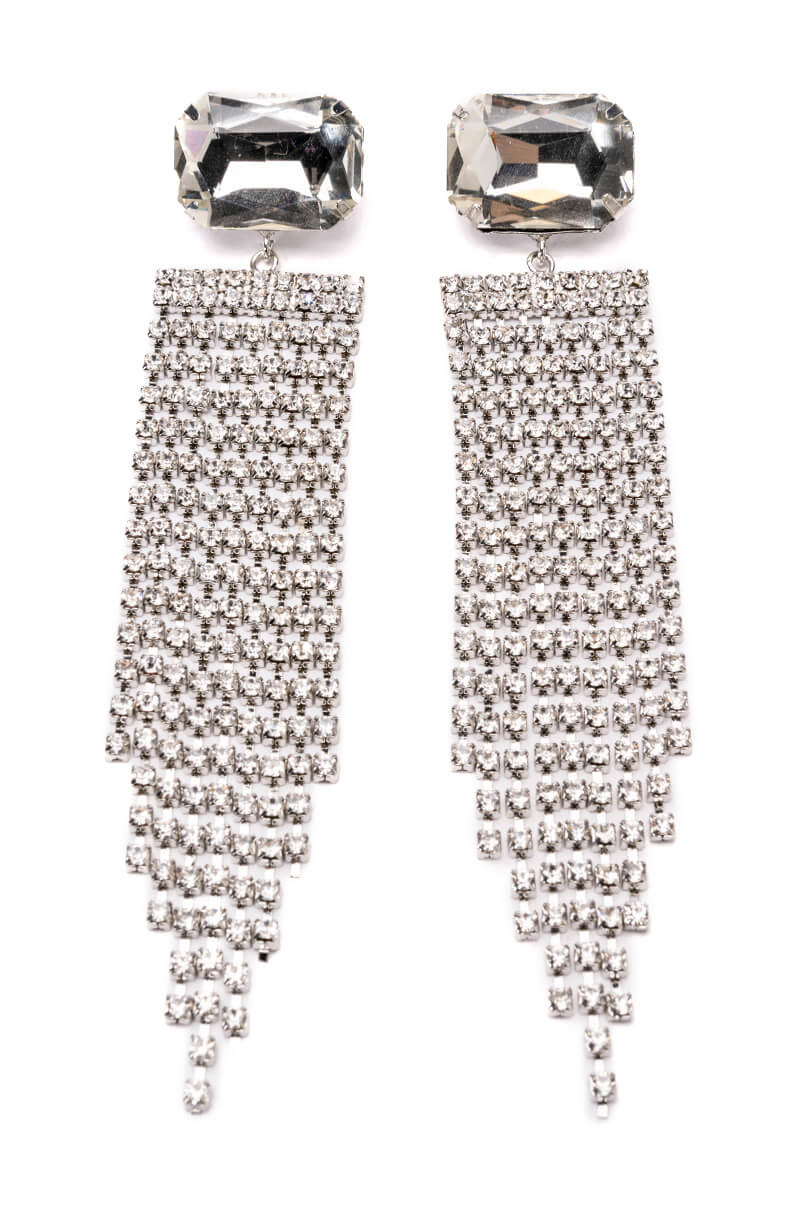 Side View Falling Waters Embellished Chandelier Earrings