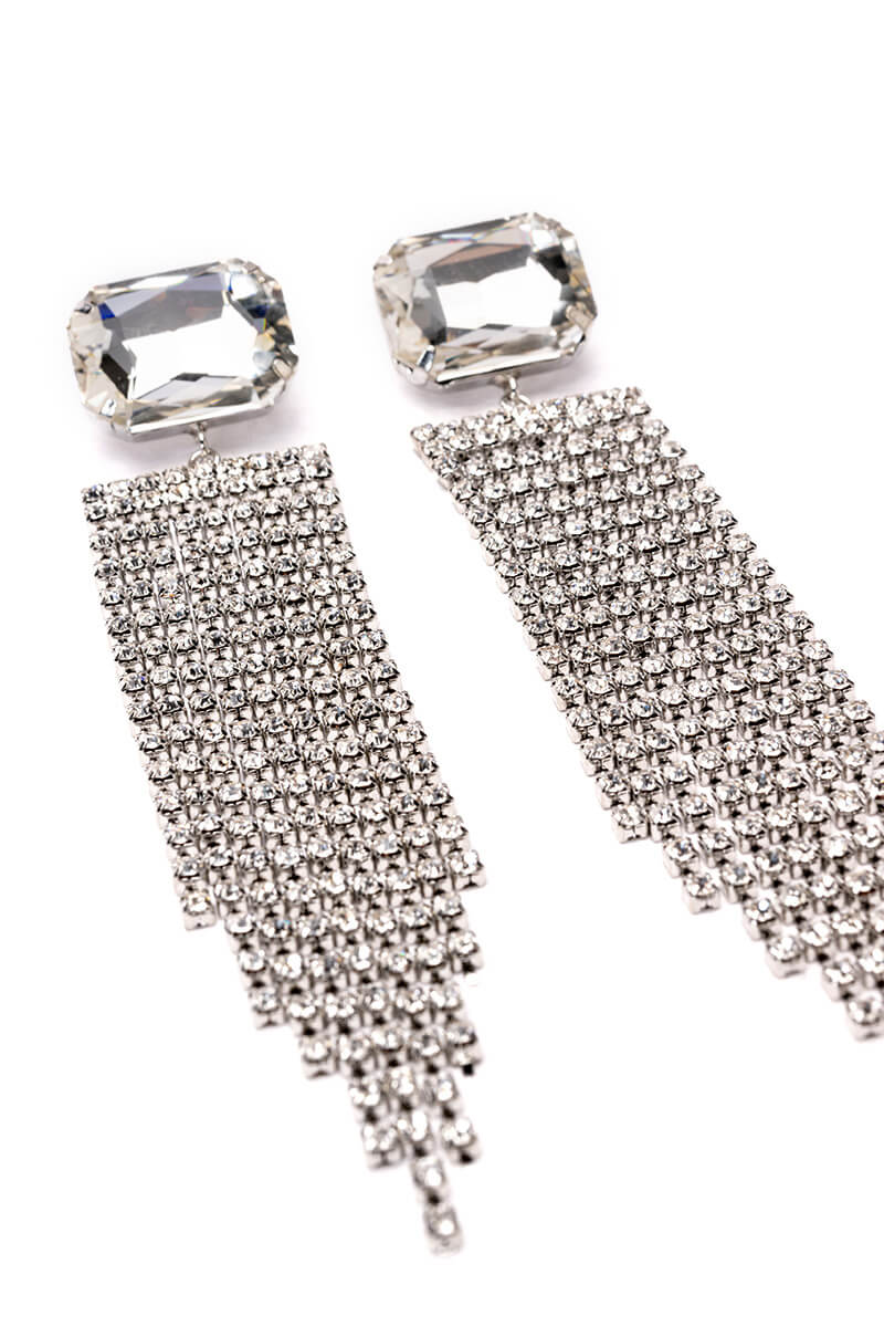 Back View Falling Waters Embellished Chandelier Earrings