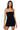 Front View Fancy And Fun Rhinestone Mini Dress In Black