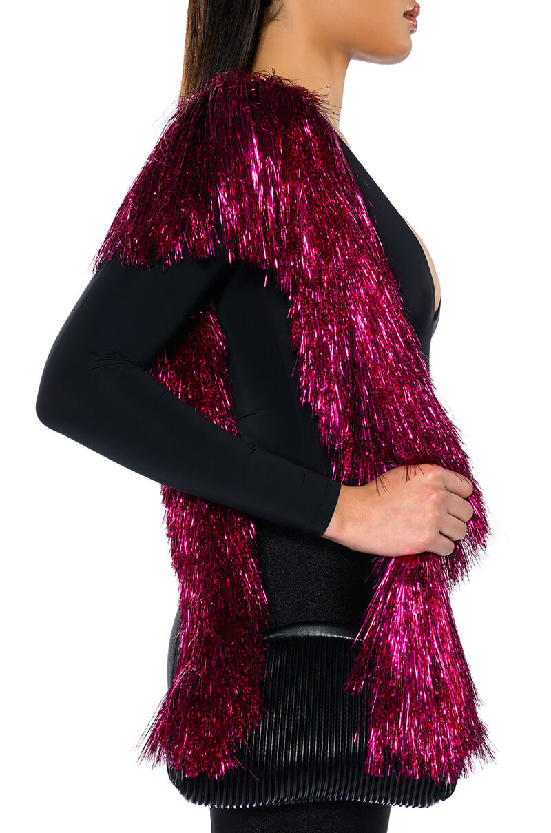 Front View Fancy Girl Tinsel Purse Strap