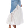 Front View Fantasia Tulle Detail Denim Maxi Skirt