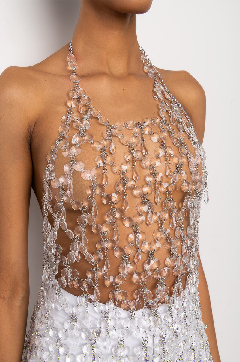 silver chain dress FANTASY DRIP DRESS BODY CHAIN – AKIRA