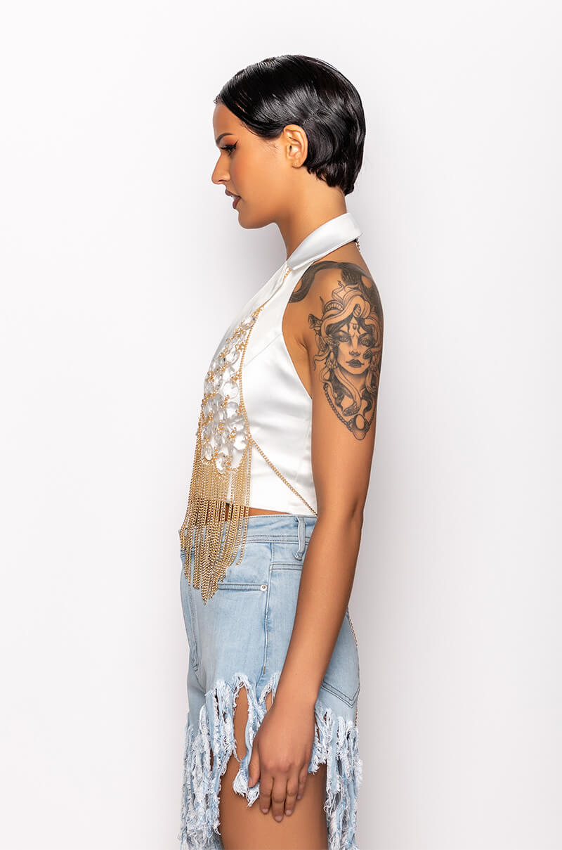 Detail View Fantasy Drip Link Bra Body Chain