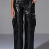 Front View Fashionably Late Faux Leather Relaxed Fit Pant