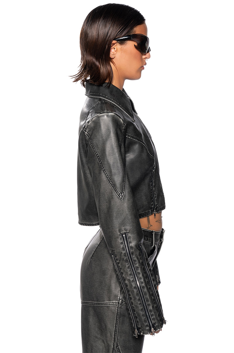 Full View Fast Lane Faux Leather Moto Jacket 4