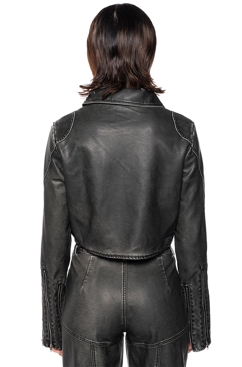 Extra View Fast Lane Faux Leather Moto Jacket 5