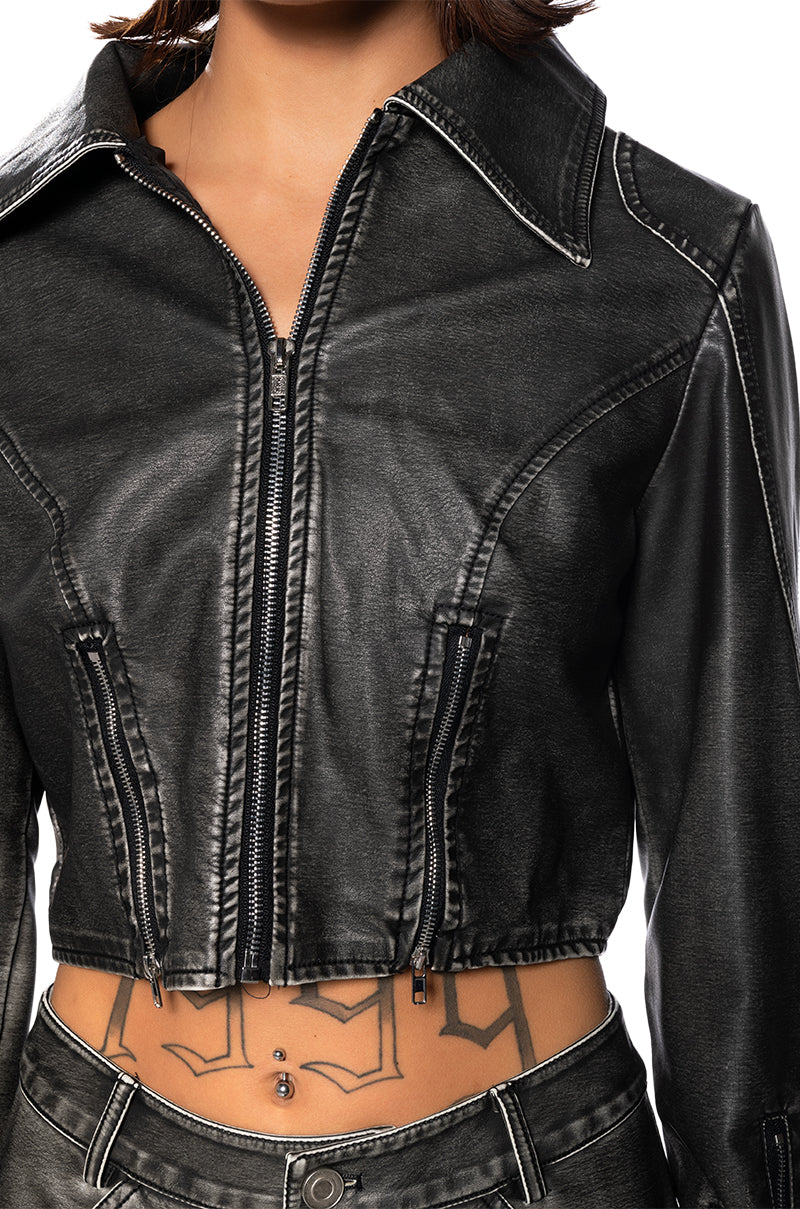 Extra View Fast Lane Faux Leather Moto Jacket 6