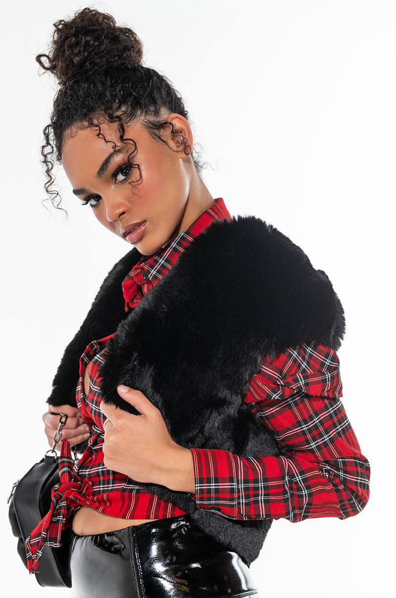 Front View Faux Fur Crop Bolero
