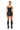 Extra View Faux Leather Square Neck Bodysuit With 4 Way Stretch In Black