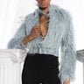 Front View Faux Mohair Bomber Jacket