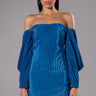 Front View Faye Off The Shoulder Pleated Mini Dress