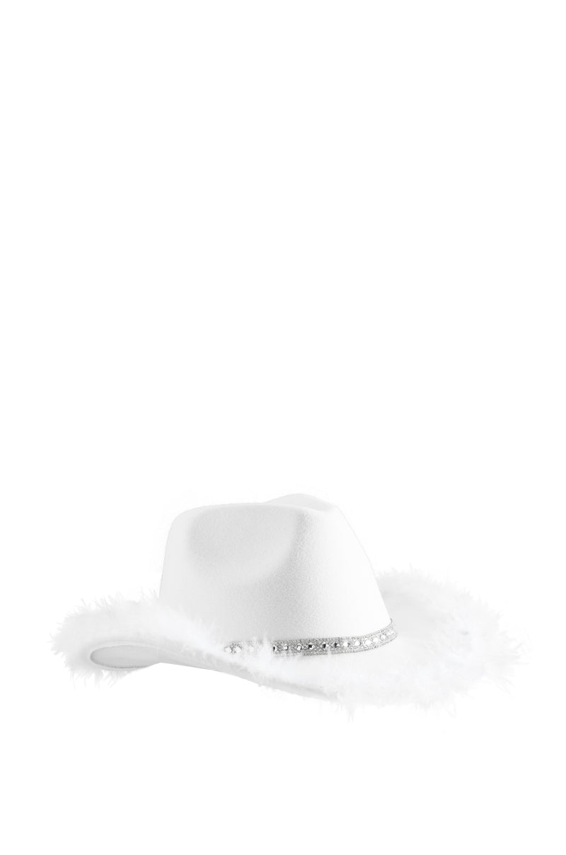Back View Feather Trim Cowboy Hat
