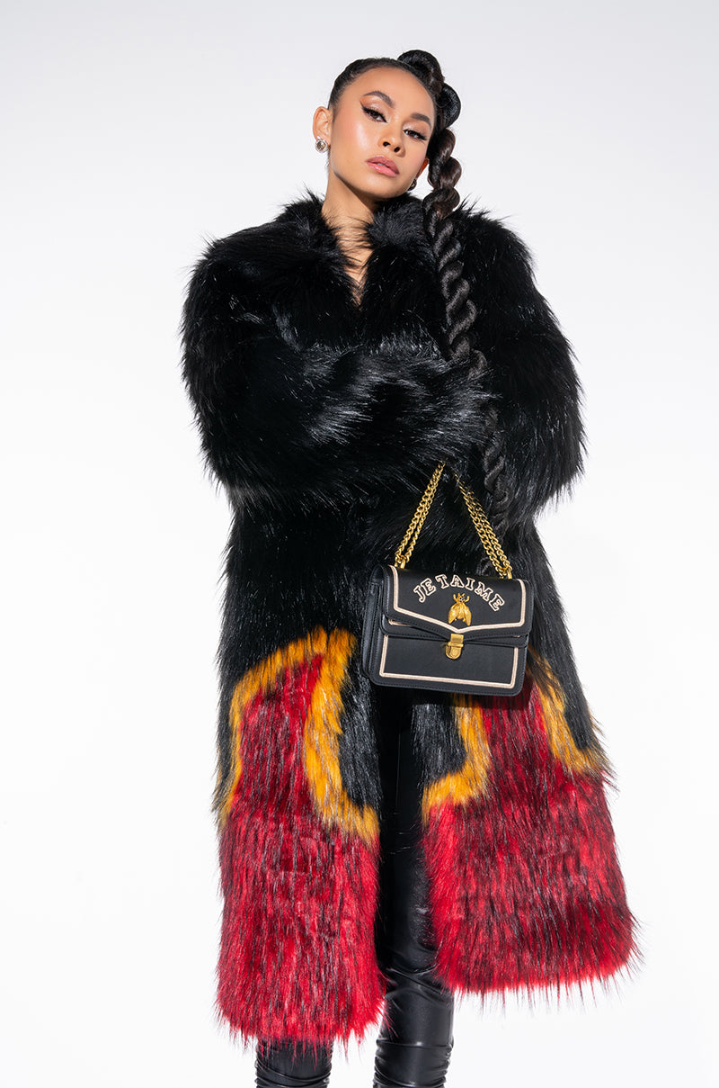 Side View Feel The Flame Faux Fur Jacket