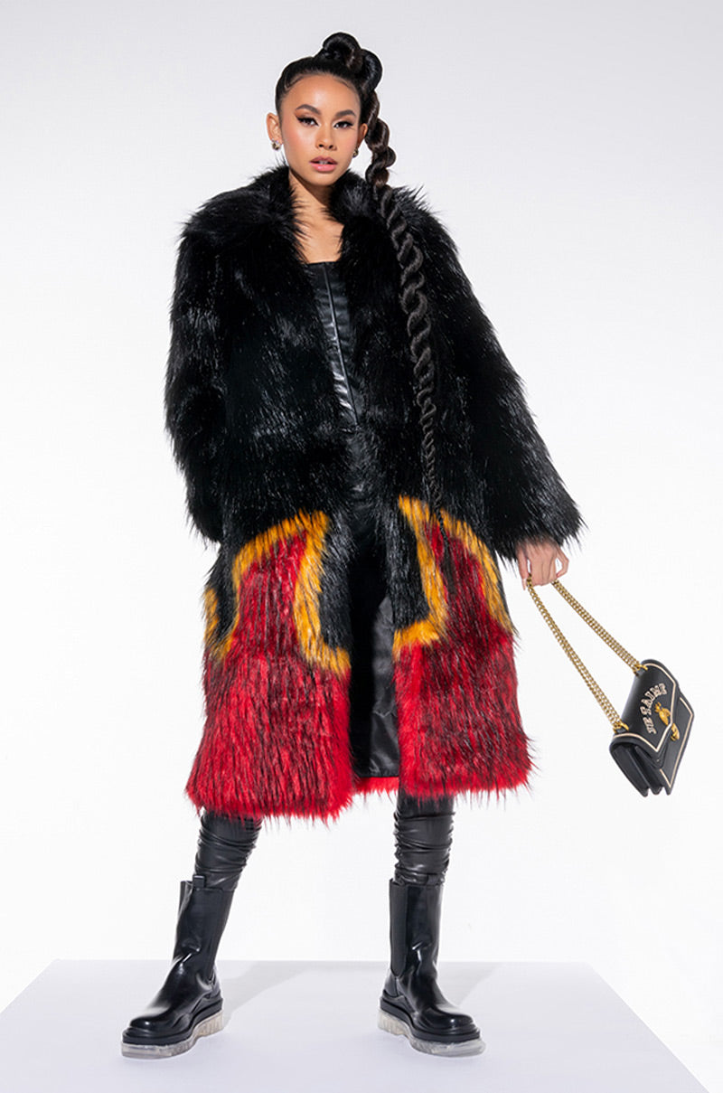 Back View Feel The Flame Faux Fur Jacket