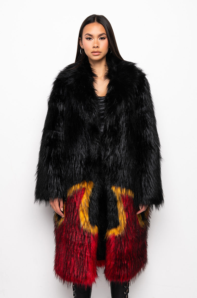 Detail View Feel The Flame Faux Fur Jacket