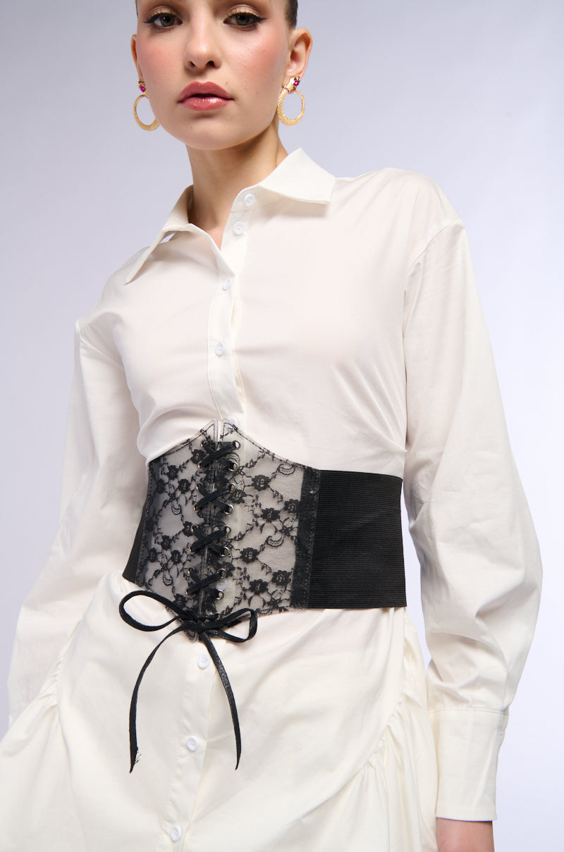 Front View Feelin Lacy Corset Belt