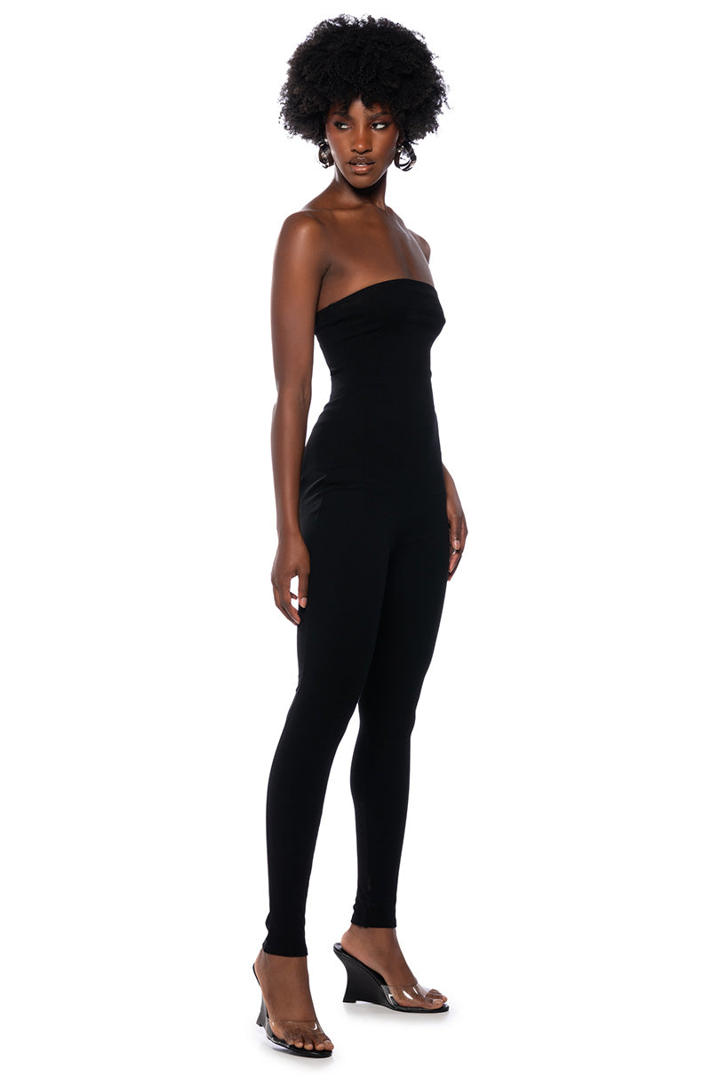 FEELIN MYSELF BODYCON TUBE JUMPSUIT IN BLACK view 0