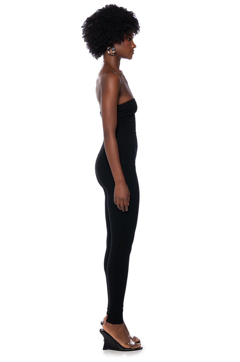 Back View Feelin Myself Bodycon Tube Jumpsuit In Black