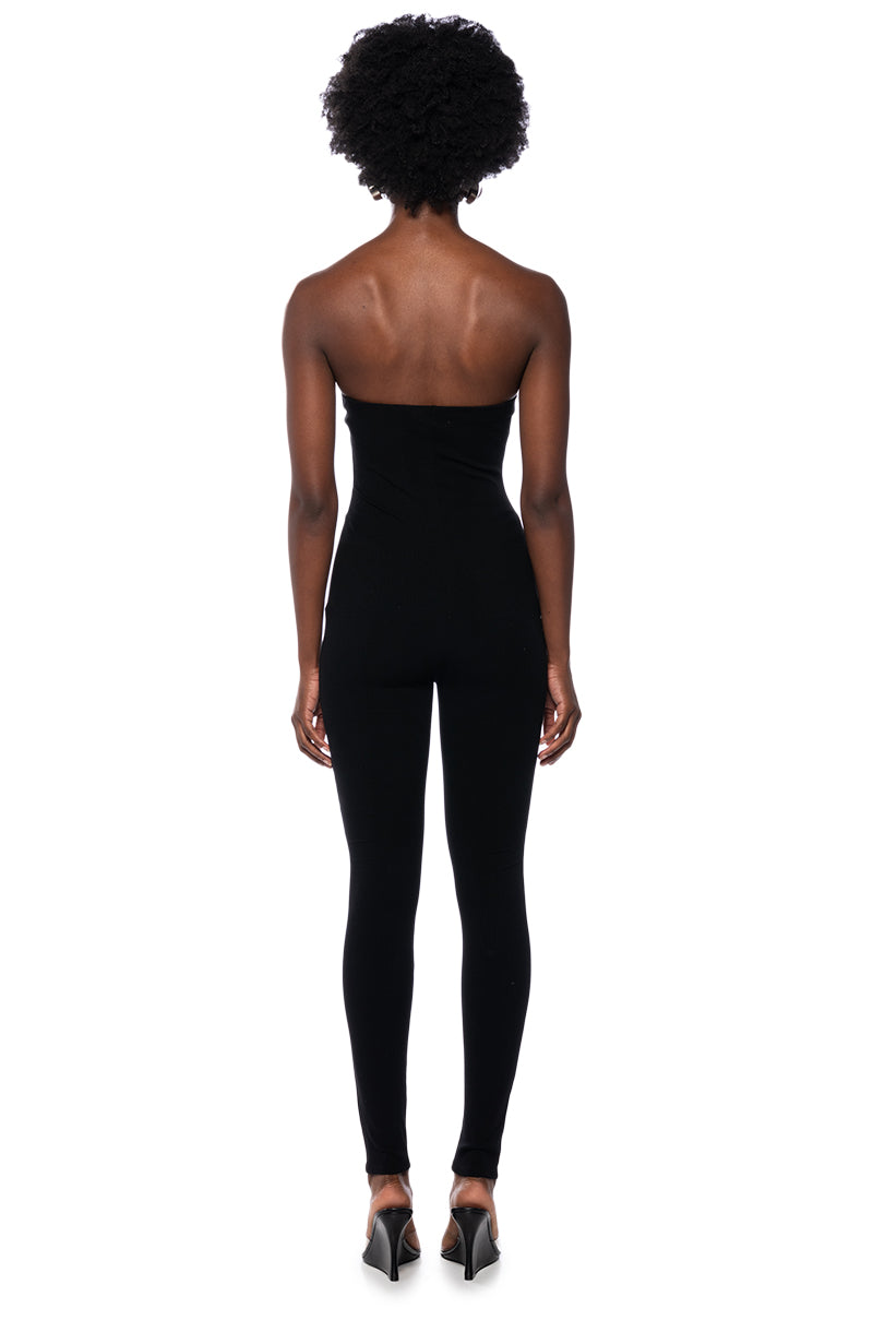 Detail View Feelin Myself Bodycon Tube Jumpsuit In Black
