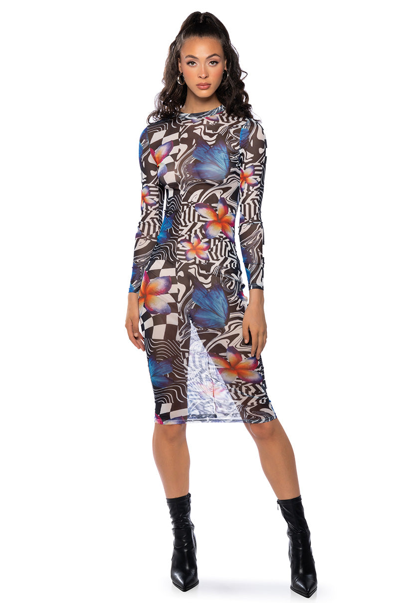 Front View Feelin Wild Printed Midi Dress