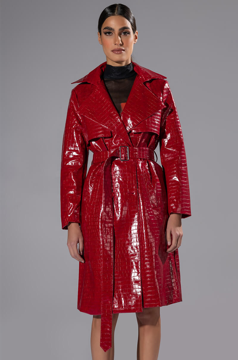 FEELING EXTRA BOSSY RED CROC TRENCH view 0