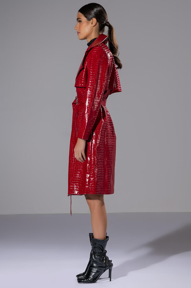 Full View Feeling Extra Bossy Red Croc Trench