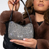 Front View Feeling Flirty Silver Rhinestone Pouch