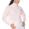 Front View Feeling Free Fuzzy Crop Turtleneck Sweater In Light Pink