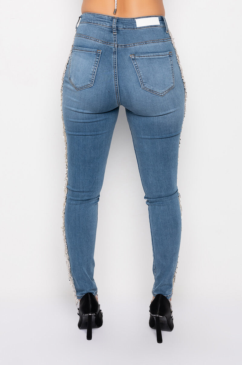 Full View Feeling Like A Star High Rise Rhinestone Skinny Jeans