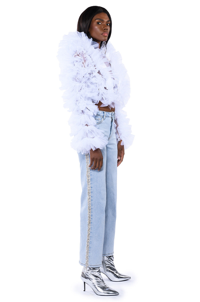 Extra View Feeling Like A Star Rhinestone Wide Leg Jeans