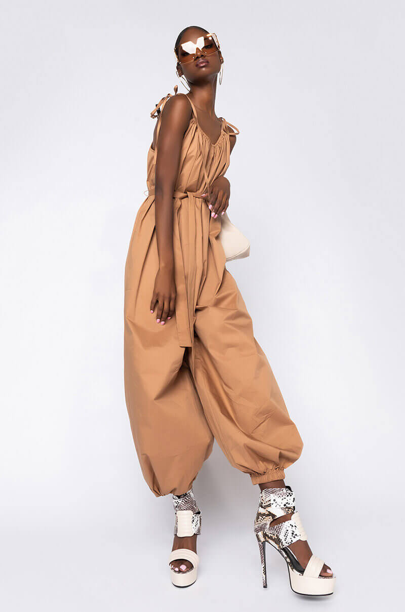 FEELING NICE JUMPSUIT WITH TIE NUDE view 0