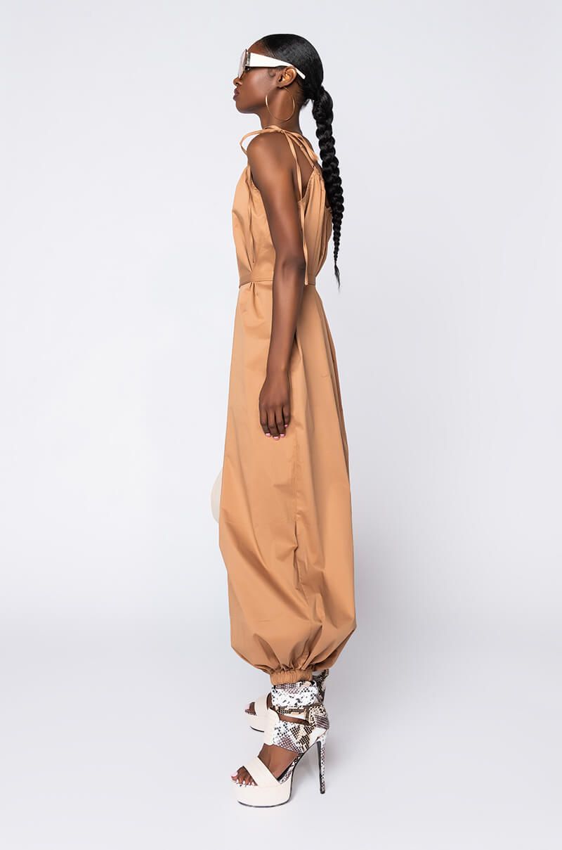 Detail View Feeling Nice Jumpsuit With Tie in Nude