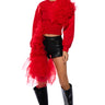 Front View Feeling Red Cascading Tulle Detail Sweatshirt