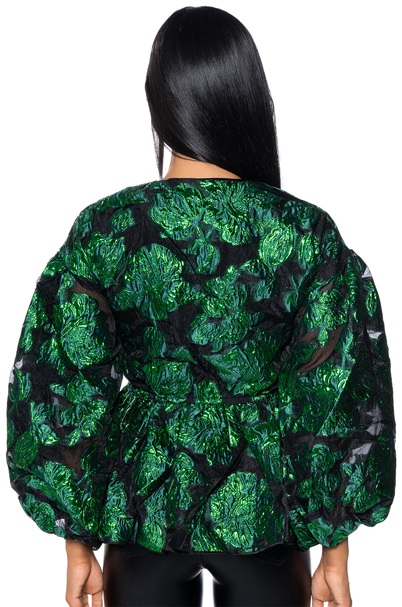 Full View Field Of Roses Brocade Blouse
