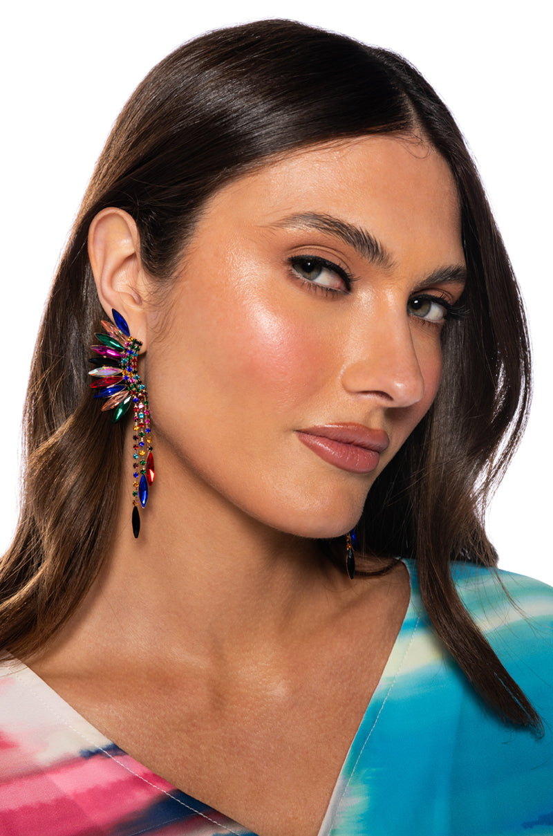 Front View Fiercely Multi Color Statement Earring view 1