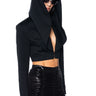 Front View Fifth Avenue Hooded Crop Blazer