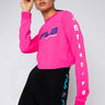 Front View Fila Luigia Long Sleeve Crop Tee in Pink