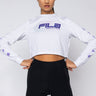 Front View Fila Luigia Long Sleeve Crop Tee in White