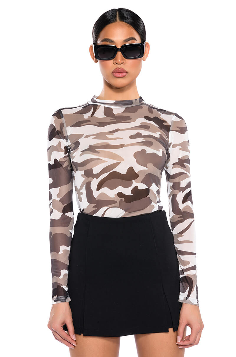 FIND ME CAMO MESH BODYSUIT view 0