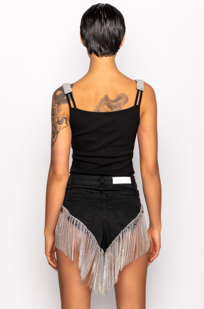 Extra View Finer Things Rhinestone Strap Ribbed Tank 5