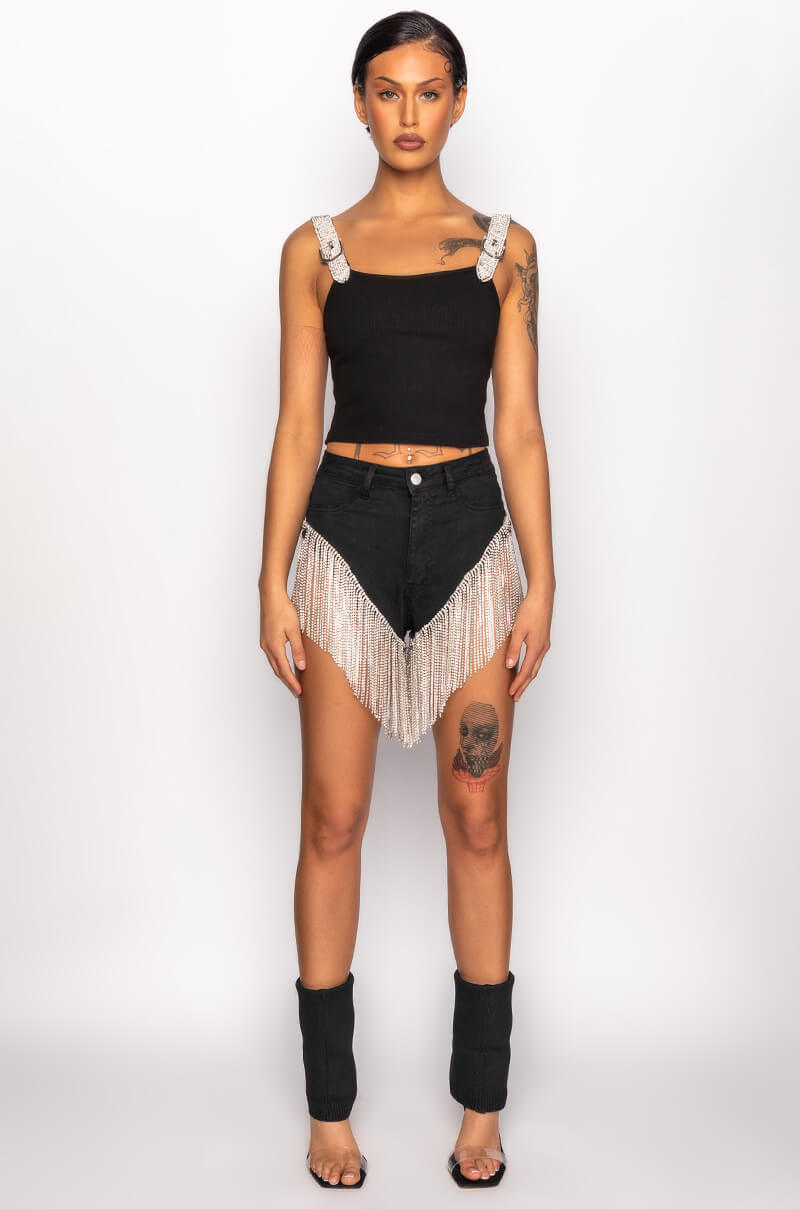 Extra View Finer Things Rhinestone Strap Ribbed Tank 7