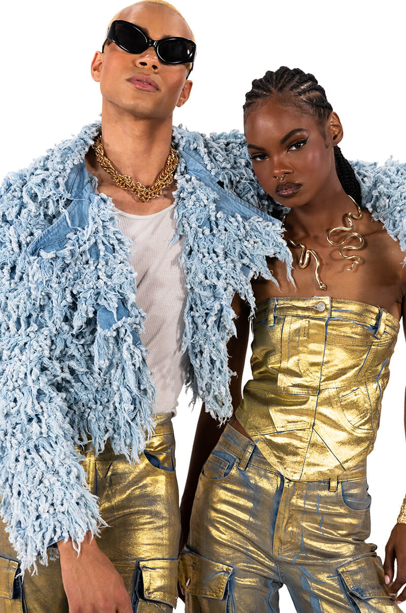 Extra View First Class Fringe Denim Jacket