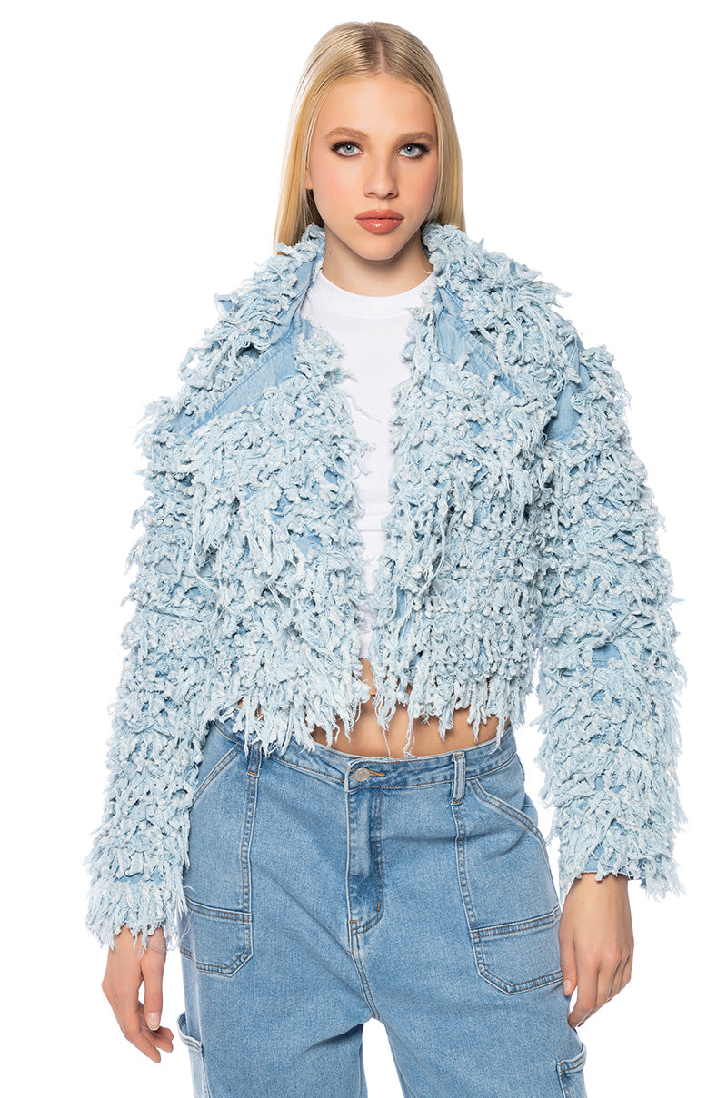 FIRST CLASS FRINGE DENIM JACKET view 0
