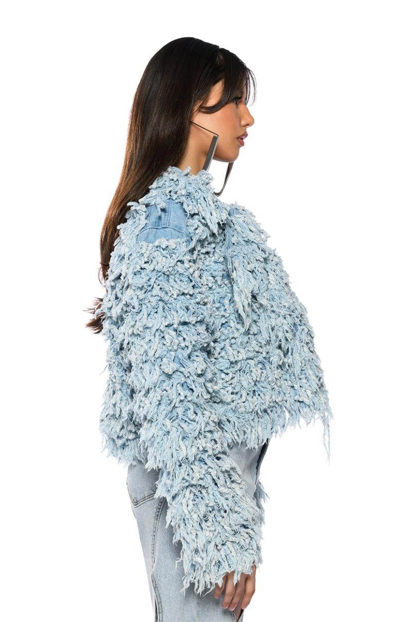 Extra View First Class Fringe Denim Jacket