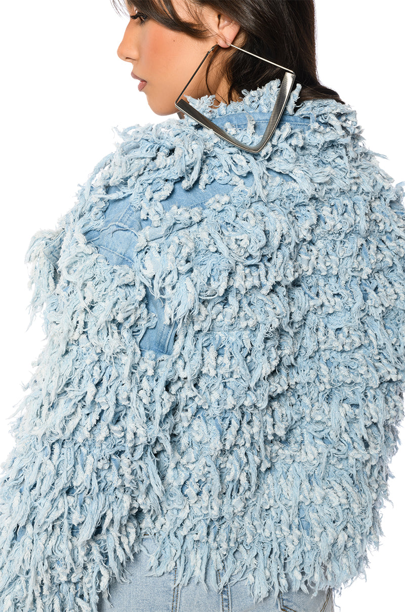 Extra View First Class Fringe Denim Jacket