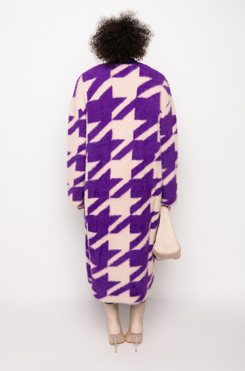 Full View First Place Oversized Houndstooth Cardigan