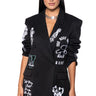 Front View First Row Casual Embroidered Blazer With Patches