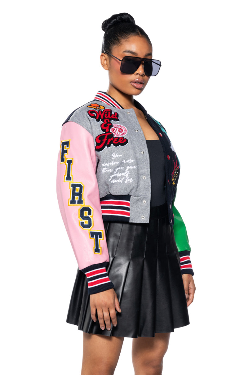 Back View First Row Patchwork Western Bomber