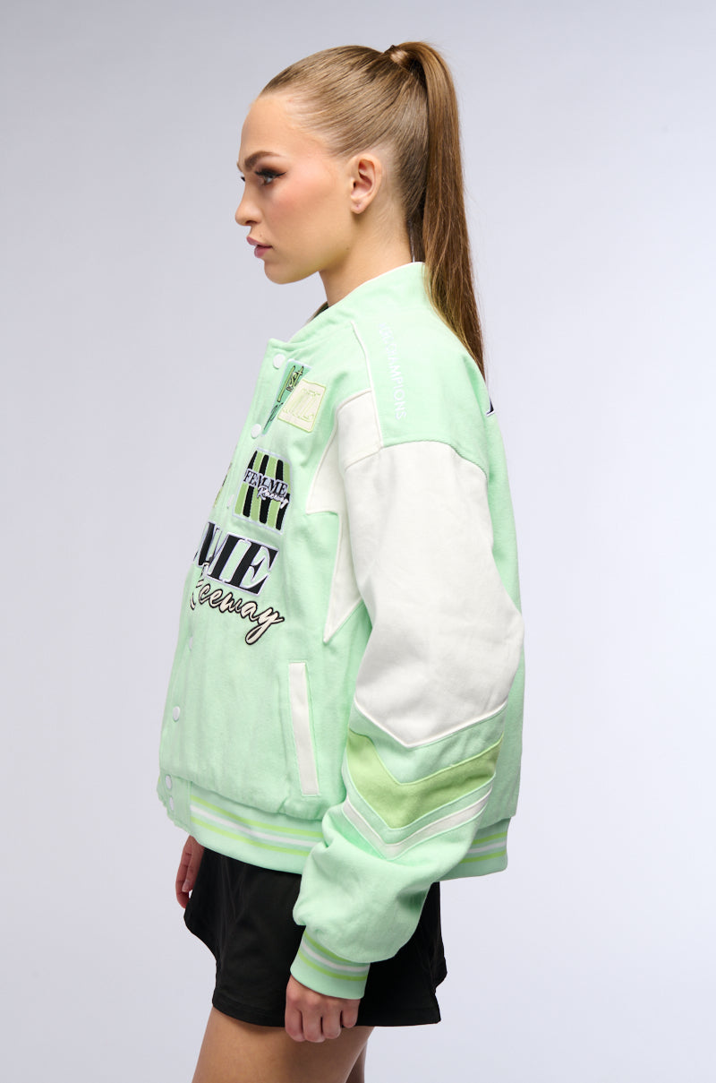 Full View First Things First Embroidered Bomber 4